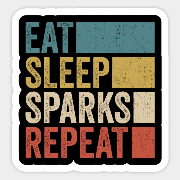 Funny Eat Sleep Sparks Repeat Retro Vintage Sticker by Realistic Flamingo